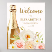 Poster Fête des mariées florale aquarelle Bienvenue (Devant)