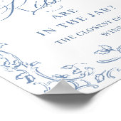 Poster Fête des mariées Florale Bleu Dusty (Coin)