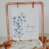 Poster Fête des mariées florale bleu Dusty Symbole Faveur