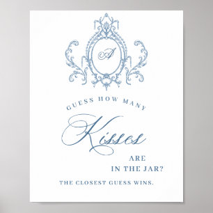 Poster Fête des mariées Florale Bleue Victorienne Ornate