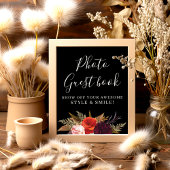 Poster Fête des mariées Florale Boho noir Photo Livre d'i