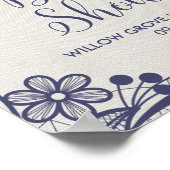 Poster Fête des mariées florale Burlap and Navy Lace Welc (Coin)