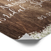 Poster Fête des mariées florale de bébé rustique Bienvenu (Coin)