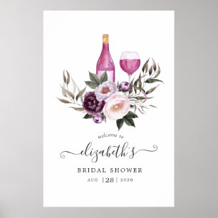 Poster Fête des mariées florale en velours profond Bienve