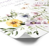 Poster Fête des mariées florale pourpre pourpre de papill (Coin)