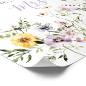 Poster Fête des mariées florale pourpre pourpre de papill (Coin)