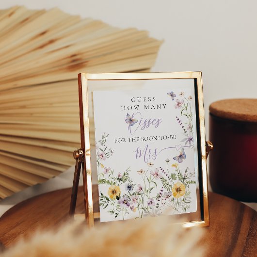 Poster Fête des mariées florale pourpre pourpre de papill