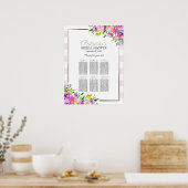 Poster Fête des mariées florale rose et argenté (Cuisine)