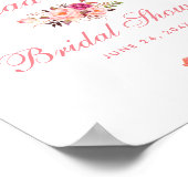 Poster Fête des mariées florale rose pâle Bienvenue (Coin)