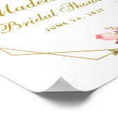 Poster Fête des mariées florale rose pâle bienvenue or (Coin)