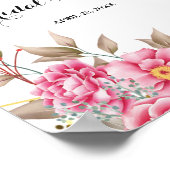 Poster Fête des mariées florale rose verso géométrique (Coin)