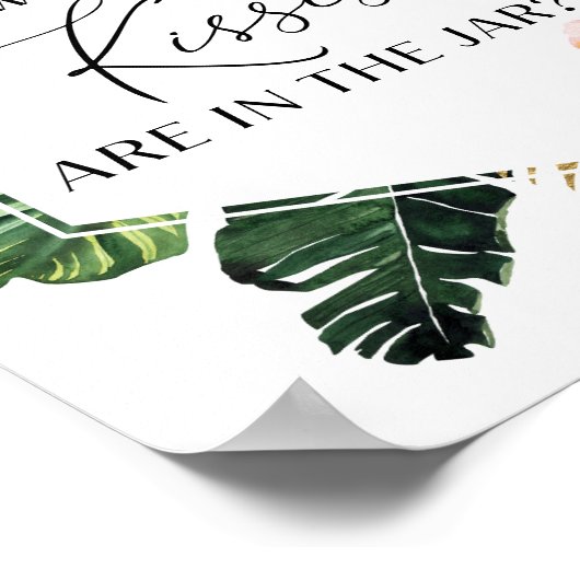 Poster Fête des mariées florale tropicale Combien de bais (Coin)