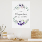 Poster Fête des mariées Florale Violet Dusty (Cuisine)