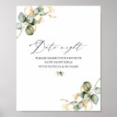 Poster Fête des mariées Gold Green Date Jar de nuit (Devant)