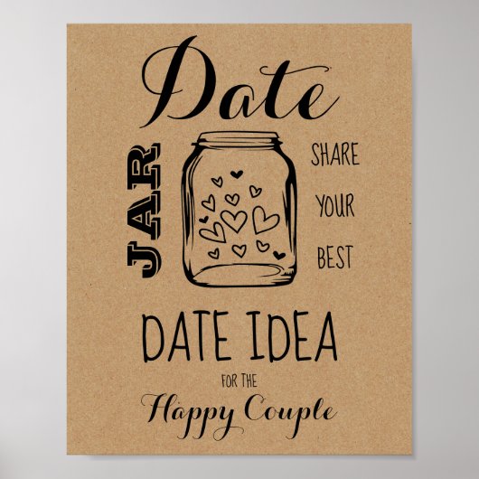 Poster Fête des mariées Jeu Date Idée Signe (Devant)