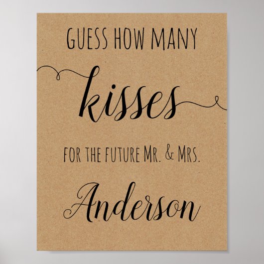 Poster Fête des mariées Jeu Devinez Combien De Baisers Po (Devant)