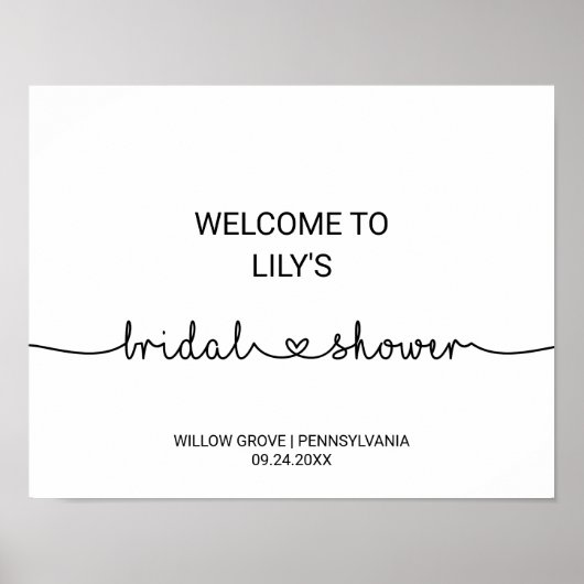 Poster Fête des mariées Love Hearts Bienvenue (Devant)