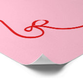 Poster Fête des mariées manuscrite rose rouge Bienvenue (Coin)