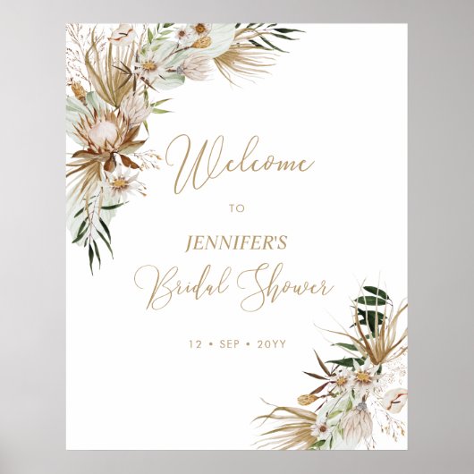 Poster Fête des mariées Mariage Gold Boho (Devant)