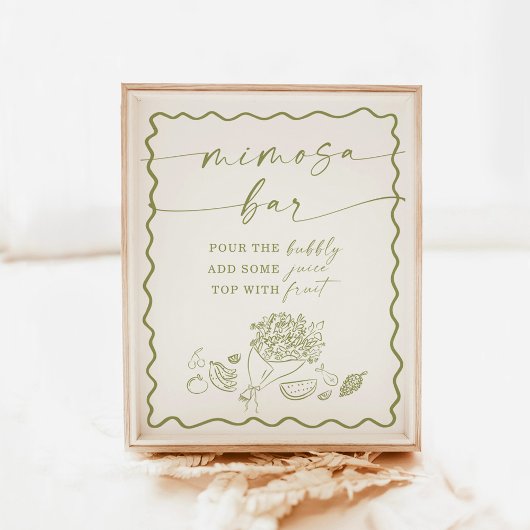 Poster Fête des mariées Mimosa Bar Sign, Marché Agricole