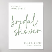 Poster Fête des mariées minimaliste Sage & White (Devant)