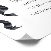 Poster Fête des mariées moderne Black Bow Bienvenue (Coin)