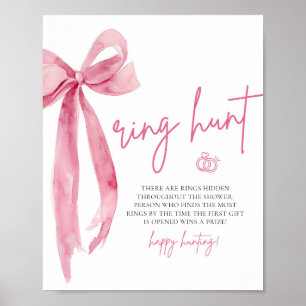 Poster Fête des mariées moderne Blush Pink Bow Ring