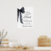 Poster Fête des mariées noeud noeud noir Bienvenue (Cuisine)