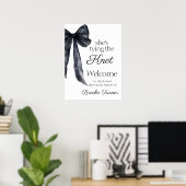 Poster Fête des mariées noeud noeud noir Bienvenue (Bureau à domicile)