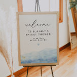 Poster Fête des mariées or BLAKELY Sky Blue Aquarelle<br><div class="desc">Ce panneau d'accueil pour la douche nuptiale est doté d'un bain d'aquarelle bleu bébé avec des taches dorées et d'une police de caractères élégante. Cette affiche de bienvenue vous permettra de compléter votre évènement sur le thème de l'océan ou du bleu poussiéreux.</div>