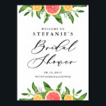 Poster Fête des mariées Oranges et pamplemousses Bienvenu<br><div class="desc">Bienvenue invités à votre événement avec ce panneau de bienvenue de douche nuptiale personnalisable. Il comprend une guirlande aquarelle de pamplemousses, d'oranges, de verdure et de respiration pour bébé. Personnalisez ce panneau de douche à agrumes en ajoutant vos propres détails. Ce panneau de douche nuptiale est parfait pour les douches...</div>