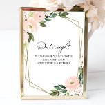 Poster Fête des mariées rose Floral Date Jar de nuit<br><div class="desc">Fête des mariées rose Floral Date Jar de nuit</div>