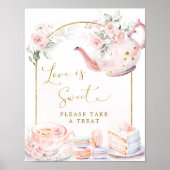 Poster Fête des mariées rose Floral Tea Party L'amour est (Devant)