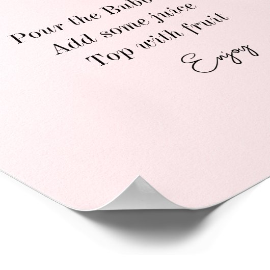 Poster Fête des mariées rose Mimosa Bar (Coin)