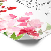 Poster Fête des mariées rose rouge florale (Coin)