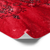 Poster Fête des mariées rouge blanc robe fleurs bienvenue (Coin)