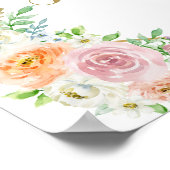 Poster Fête des mariées signe d'accueil | fleurs pastel o (Coin)