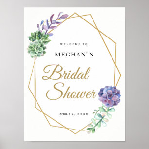 Poster Fête des mariées signe de bienvenue violet succule