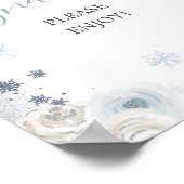 Poster Fête des mariées Silver Blue Winter Snowflake Snac (Coin)