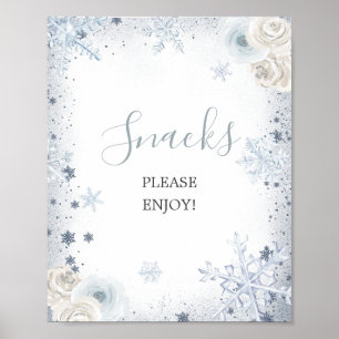 Poster Fête des mariées Silver Blue Winter Snowflake Snac