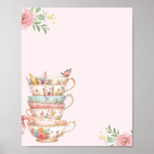 Poster Fête des mariées Tea Party Déverser le thé Conseil