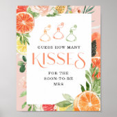 Poster Fête des mariées Tropical Citrus Combien de baiser (Devant)