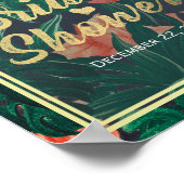 Poster Fête des mariées Tropical Floral Gold Frame Bienve (Coin)