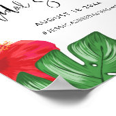 Poster Fête des mariées tropicale de l'Hibiscus rouge Bie (Coin)