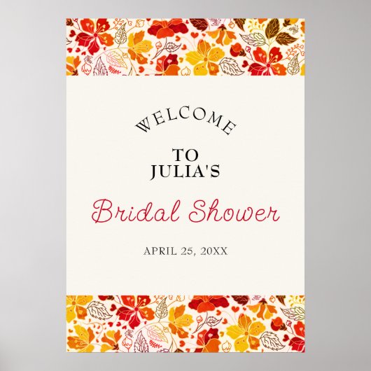 Poster Fête des mariées tropicale d'Hibiscus Orange Brûlé (Devant)