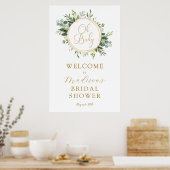 Poster Fête des mariées verte Eucalyptus Bienvenue (Cuisine)