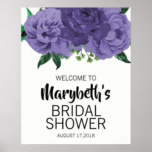 Poster Fête des mariées violet floral violet violet Affic (Devant)