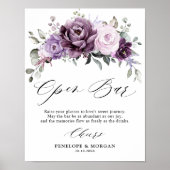 Poster Fête des mariées violette Dusty, nuances Open Bar  (Devant)