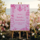 Poster Fête des mariées Whimsical à main rose chaude