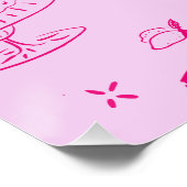 Poster Fête des mariées Whimsical à main rose chaude (Coin)